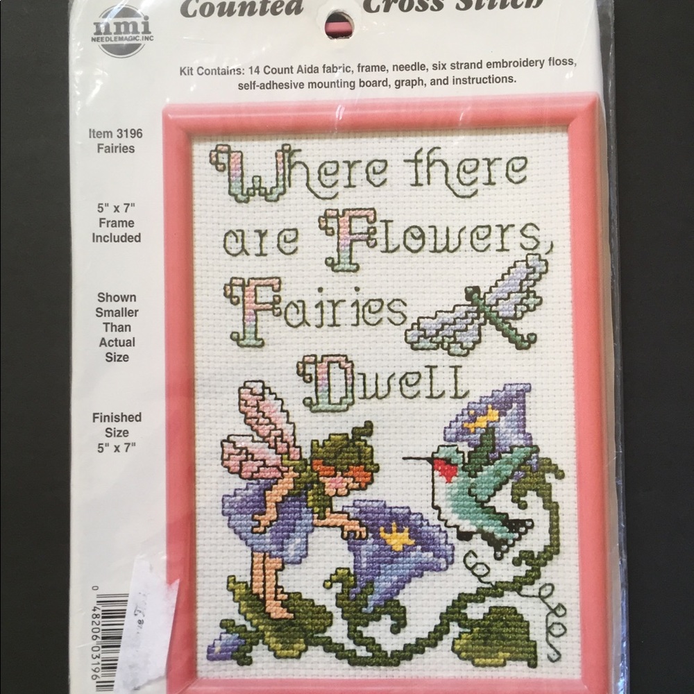 NMI Counted Cross Stitch Kit Flowers Fairies Pink